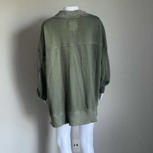 Aerie  Long Sweatshirt Cardigan Size L Olive Green - Picture 4 of 6